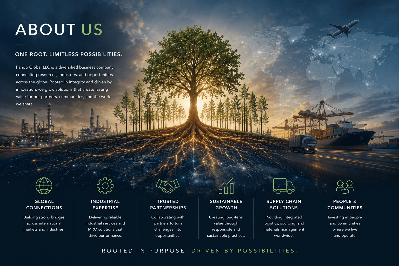 Pando Global connected industry and forest concept